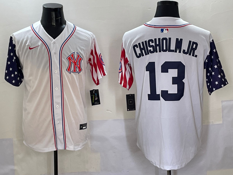 Men 2025 MLB New York Yankees 13 Chisholm Jr white jersey style 2